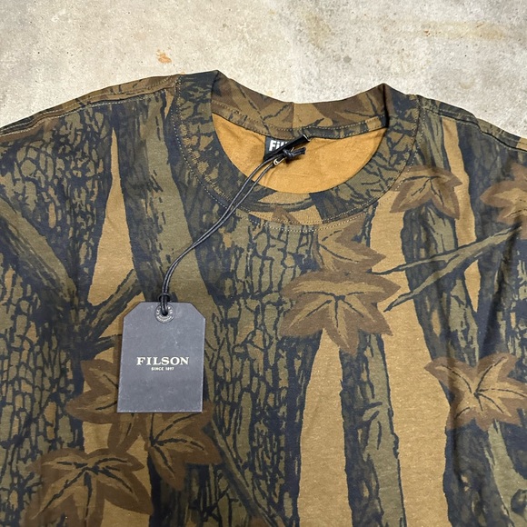 NWT Filson Long Sleeve Camo Pioneer Graphic T Shirt Green Brown Mens - Picture 4 of 4
